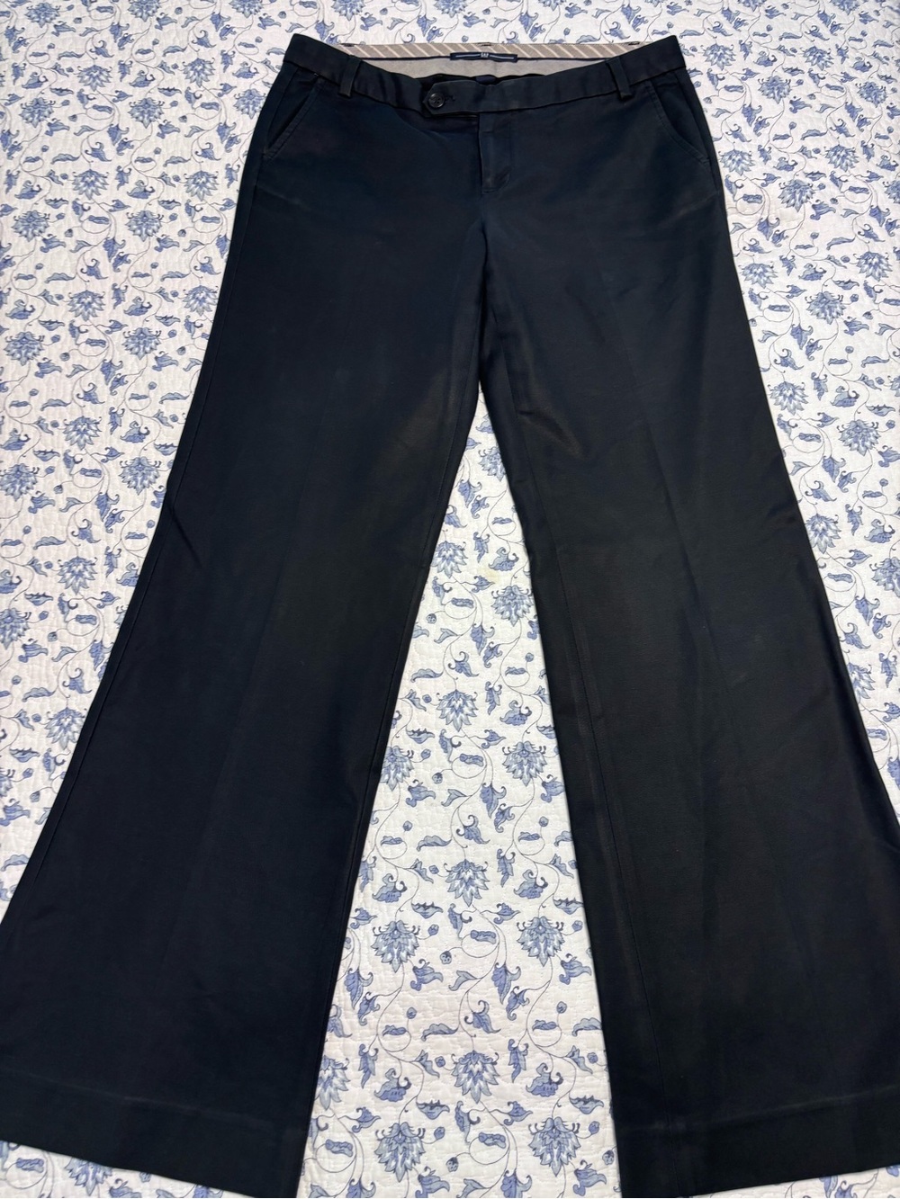 Gap women’s size 10 L Black cotton stretch wide led dress pants trouser pockets